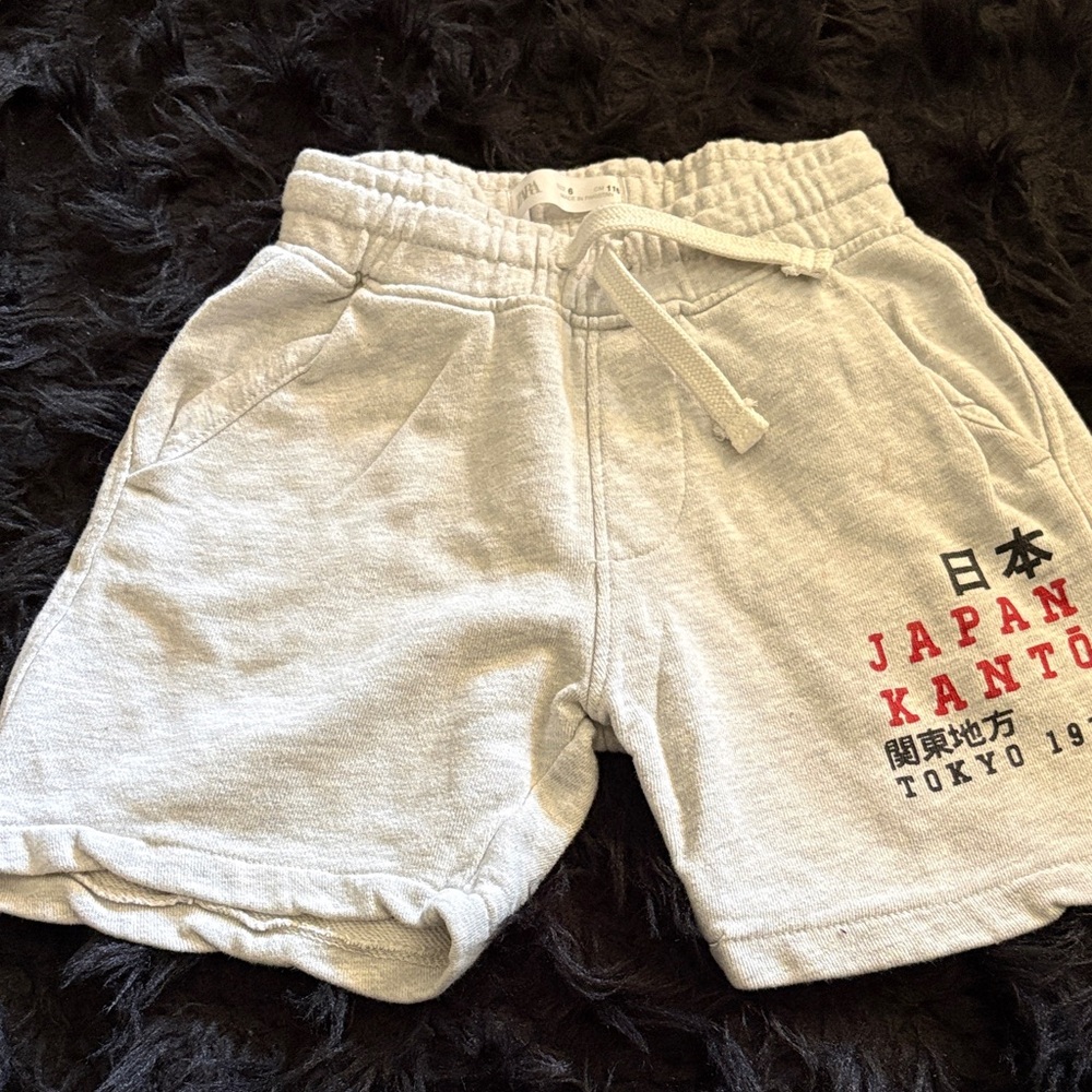 Zara Kids Light Gray Graphic Sweat Shorts - Japan Print